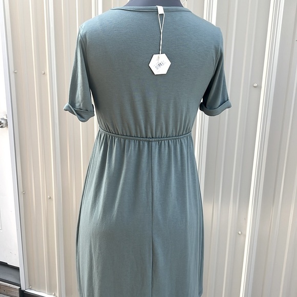 Pinkblush Maternity Teal Short Sleeve Midi Dress Size Small - Picture 3 of 5